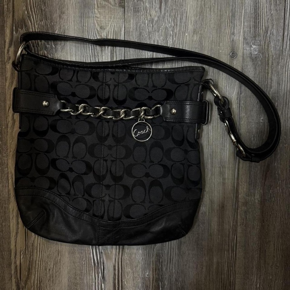 Coach Black Signature Chain Shoulder Bag